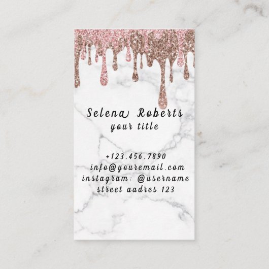 Elegant roze Initiaal monogram goud letter S Visitekaartje (Achterkant)