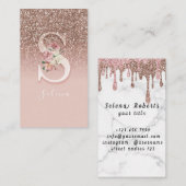 Elegant roze Initiaal monogram goud letter S Visitekaartje (Voorkant / Achterkant)