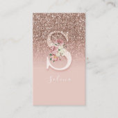 Elegant roze Initiaal monogram goud letter S Visitekaartje (Voorkant)