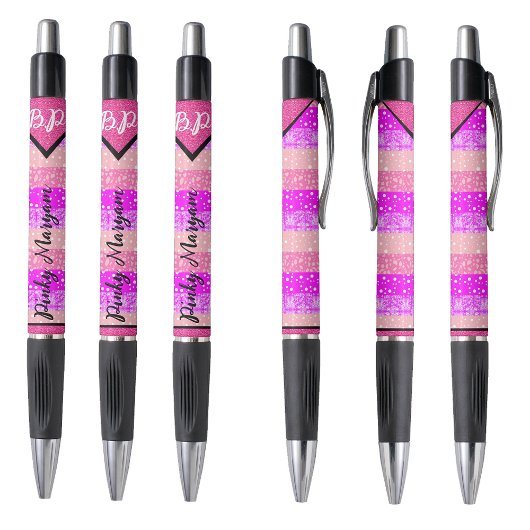 Elegant Roze Initiaal Monogram Naam voor Meisjes, Pen