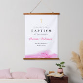 Elegant roze inkt Welkom Baptisme Christening Hangend Wandkleed (Slaapkamer)