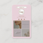 Elegant Roze Instagram 4 Photo Grid Visitekaartje (Voorkant)