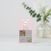 Elegant Roze Instagram 4 Photo Grid Visitekaartje (Staand voorkant)