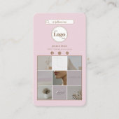 Elegant Roze Instagram Fotocollage Visitekaartje (Voorkant)