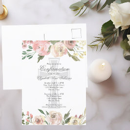 Elegant Roze Ivory Floral Religious Confirma Briefkaart