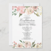 Elegant Roze Ivory Floral Religious Confirma Kaart (Voorkant)