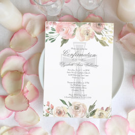 Elegant Roze Ivory Floral Religious Confirma Kaart