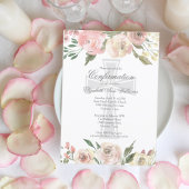 Elegant Roze Ivory Floral Religious Confirma Kaart