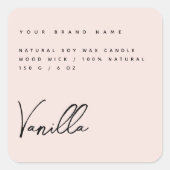 Elegant roze kaarsenetiket vierkante sticker (Voorkant)