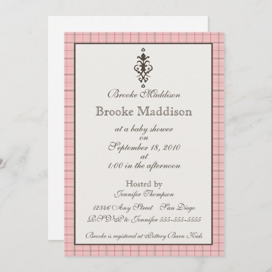 Elegant roze kaart (Voorkant / Achterkant)