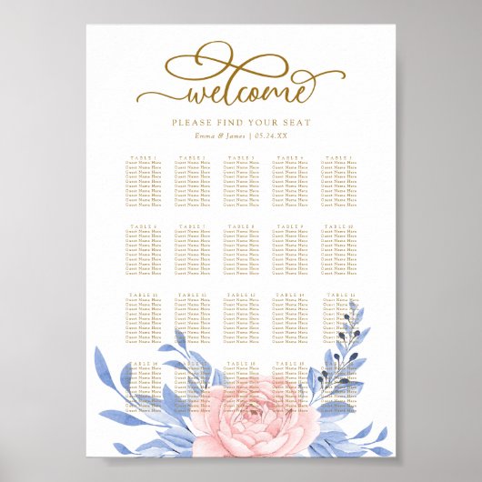 Elegant roze kalfssteen Rustic Wedding Seding Char Poster (Voorkant)