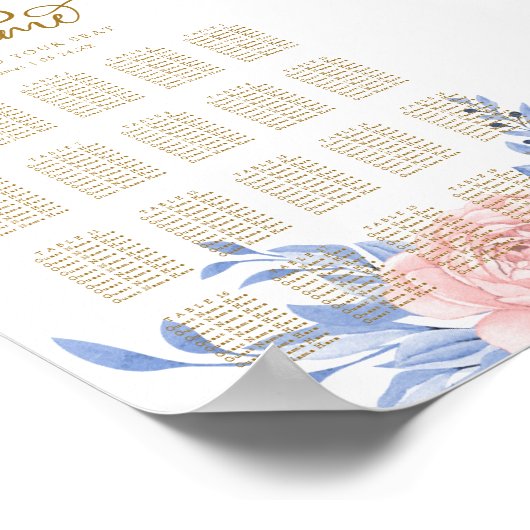 Elegant roze kalfssteen Rustic Wedding Seding Char Poster (Hoek)