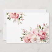 Elegant Roze Kalligrafie Bloemen Baby Foto Geboort Aankondiging (Achterkant)