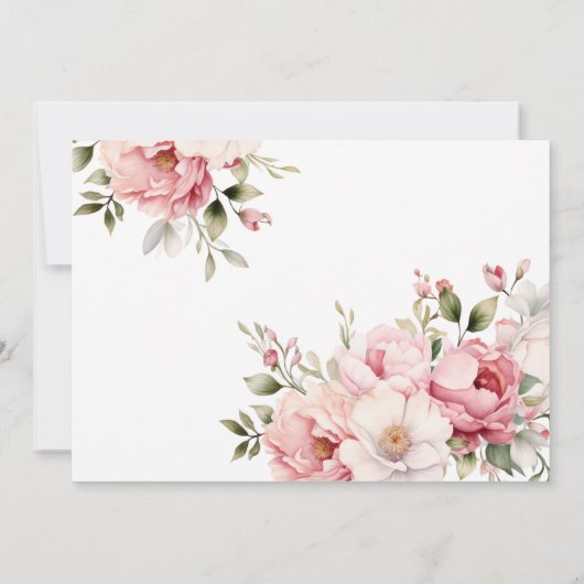 Elegant Roze Kalligrafie Bloemen Baby Foto Geboort Aankondiging (Achterkant)