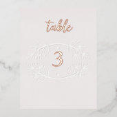 Elegant Roze Kalligrafie Bruiloft Folie tafelnumme Folie Uitnodiging Briefkaart (Voorkant)