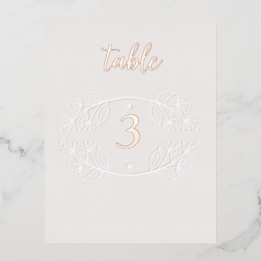 Elegant Roze Kalligrafie Bruiloft Folie tafelnumme Folie Uitnodiging Briefkaart (Voorkant)