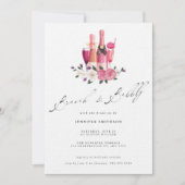 Elegant roze kalligrafie Brunch Bubble Bridal Kaart (Voorkant)