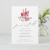 Elegant roze kalligrafie Brunch Bubble Bridal Kaart (Staand voorkant)