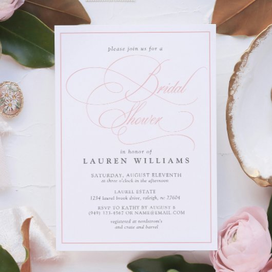 Elegant roze kalligrafie Formeel Vrijgezellenfeest Kaart