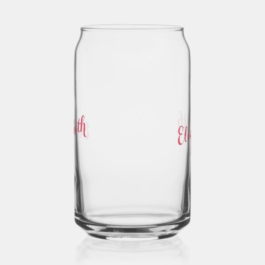 Elegant roze kalligrafie script Monogrammed Chic Blikvorm Glas (Links)