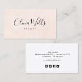 Elegant roze kalligrafie sociale media pictogramme visitekaartje (Voorkant / Achterkant)