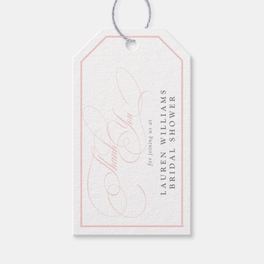 Elegant roze kalligrafie Vrijgezellenfeest dank u Cadeaulabel (Voorkant)