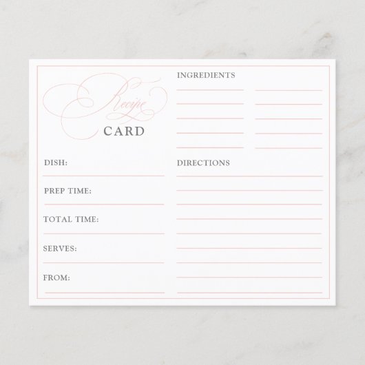 Elegant Roze Kalligrafie Vrijgezellenfeest Recept  (Voorkant)