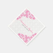 Elegant Roze Kant Wit Damasks Servet (Hoek)