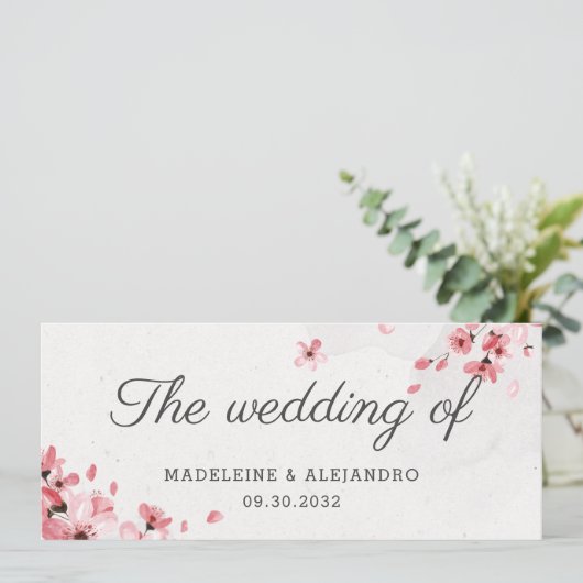 Elegant roze kerry bloeit de bruiloft van het huwe menu (Staand voorkant)