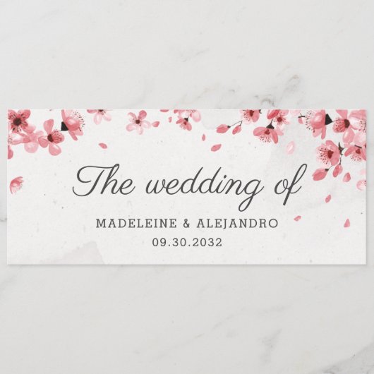 Elegant roze kerry bloeit de bruiloft van het huwe menu (Voorkant)