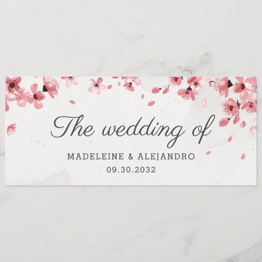 Elegant roze kerry bloeit de bruiloft van het huwe menu (Achterkant)