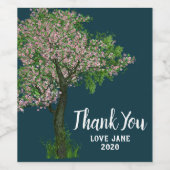 Elegant roze kerry blossom modern bedankt jullie c wijn etiket (Enkel label)