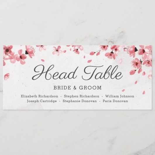 Elegant roze kersen bloesem vind je op je stoel menu (Achterkant)