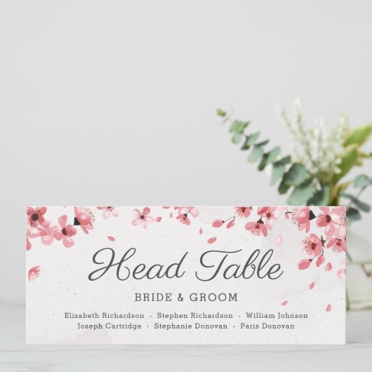 Elegant roze kersen bloesem vind je op je stoel menu (Staand voorkant)