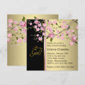 Elegant roze kersenbloesem Baby shower Kaart (Voorkant / Achterkant)