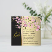 Elegant roze kersenbloesem Baby shower Kaart (Staand voorkant)