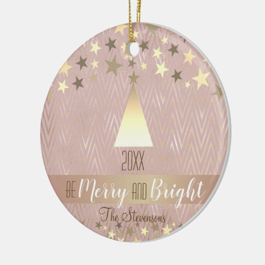 Elegant roze kerst keramisch ornament (Links)