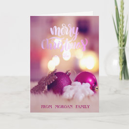 Elegant Roze Kerstbal Balls Holiday Kaart