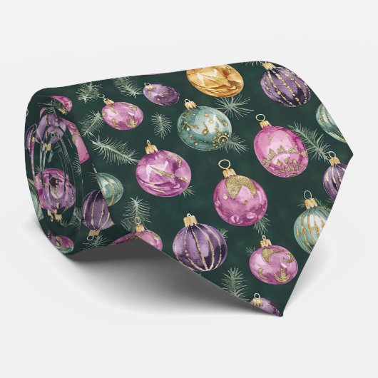 Elegant Roze Kerstbalpatroon Stropdas (Opgerold)