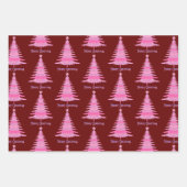 Elegant roze kerstboom cadeau inpakpapier vel (Voorkant 3)