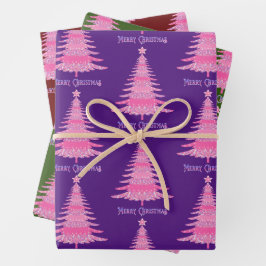 Elegant roze kerstboom cadeau inpakpapier vel