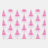 Elegant roze kerstboom cadeau inpakpapier vel (Voorkant 2)