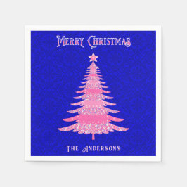 Elegant roze kerstboom, speciaal gepersonaliseerd  servet