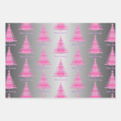 Elegant Roze Kerstboom Zilveren Folie Gift Inpakpapier Vel (Voorkant 2)