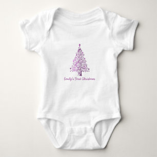 Elegant roze kerstboomvakantie romper