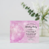 Elegant Roze Kerstfeest Bauble Uitnodiging Briefkaart (Staand voorkant)