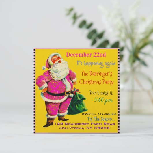 Elegant roze kerstfeest kaart (Staand voorkant)