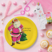 Elegant  roze kerstfeest papieren bordje (Feest)