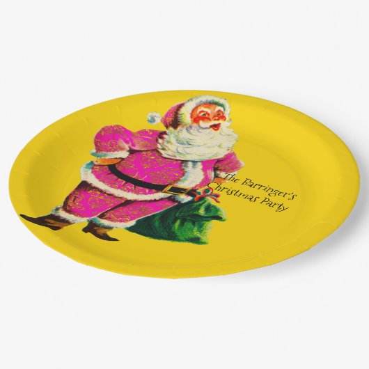 Elegant  roze kerstfeest papieren bordje (Gekanteld)