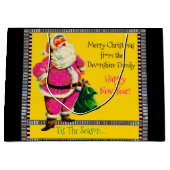 Elegant  roze kerstkerst groot cadeauzakje (Voorkant)